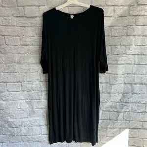 PREOWNED A NEW DAY RIBBED MIDI DRESS PLUS SIZE 2X BLACK